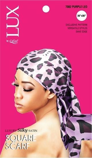 LUX LONG SILKY SQUARE SCARF 36" x 36" QFITT LEO ASST #7082
