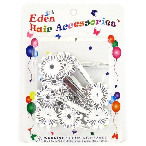 EDEN METALLIC SILVER FLOWER BARRETTE #FB-MSIL